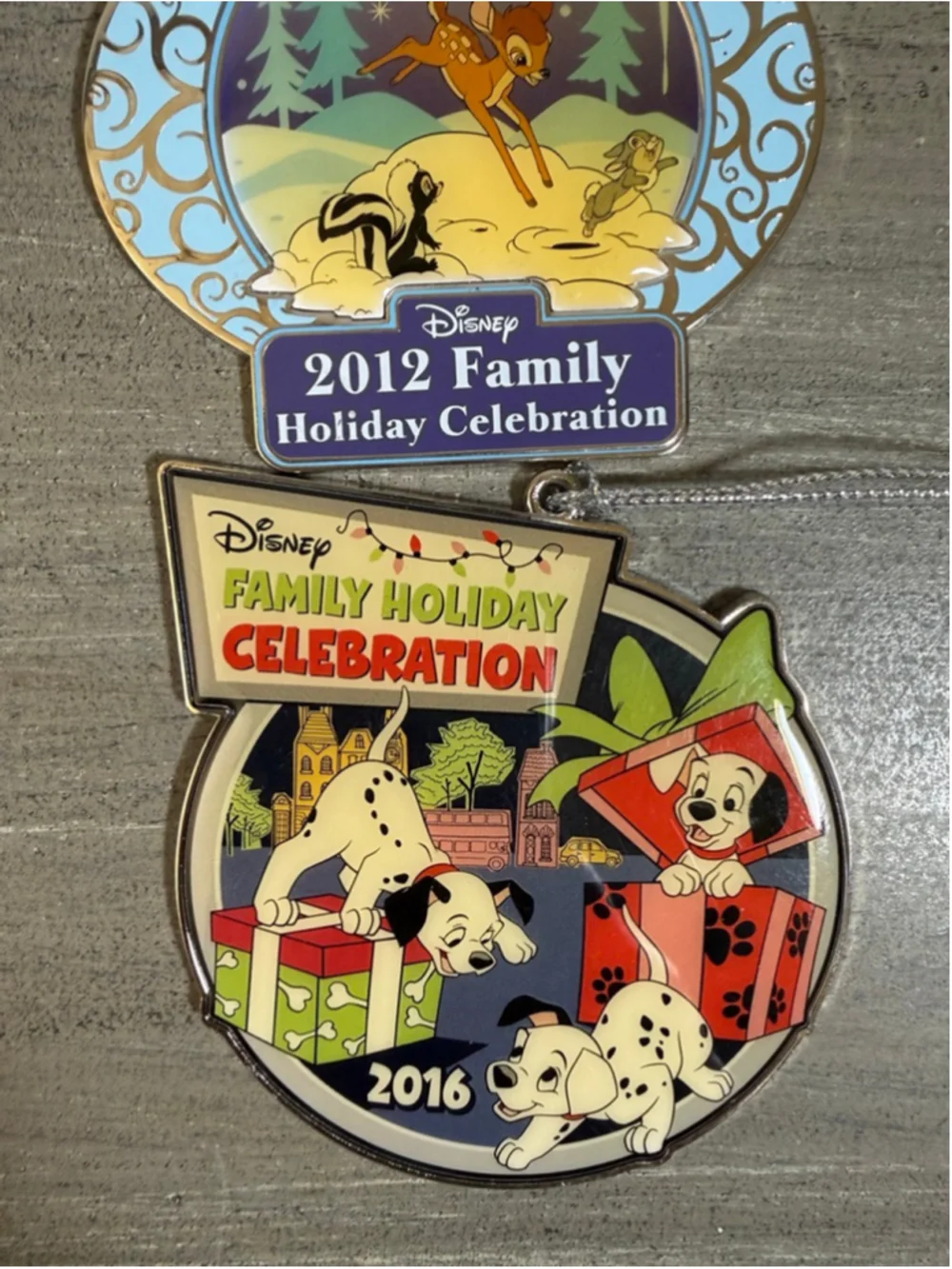 Disney Cast Member Exclusive Holiday Ornament Lot (3) - 2011, 2012, 2016 Metal